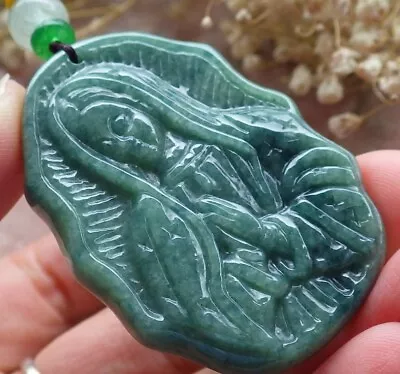 Certified Green Burma Natural 100% A JADE JADEITE PENDANT Virgin Mary  399820 • $70.40