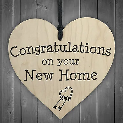 Congratulations On Your New Home Wooden Hanging Heart Plaque Moving In Present • £3.99