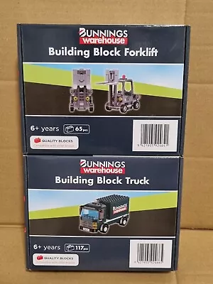 2x Bunnings Warehouse Building Block SetsBlock Truck And Block Forlift BNISB • $69.90