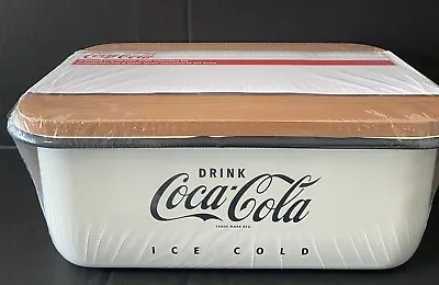 Coca Cola Enamel Bread Box With Wooden Lid New Sealed • $45