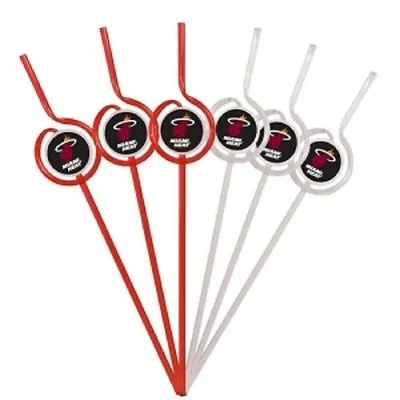 Miami Heat Team Sipper Straw - 6 Pack [NEW] NBA Party Tailgate Drink • $4.95