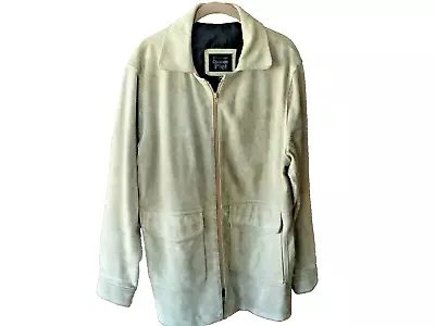 Leather Suede Coat Mens Size 36 Tan Knee Length Lined Made In Mexico • $24.26