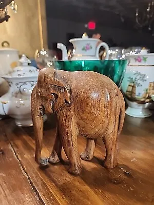 6.5  Vintage Wood Hand Carved Elephant • $22