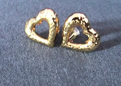 Yves Saint Laurent Vintage Gold Tone Heart Clip-on Earrings • £120