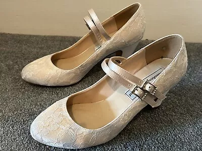 Ladies Cream Lace Wedding Shoes Size 5 Uk • £29.99