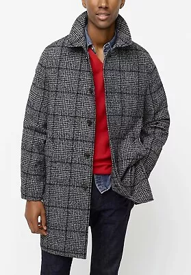 J.CREW Overcoat Jacket Long Coat Oversized Glen Plaid Ludlow 40S Baggy Grey L • $238