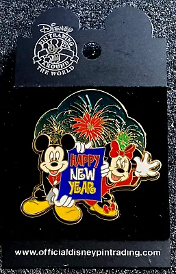 Disney Wdw 2006 Happy New Year Mickey & Minnie Mouse With Fireworks Pin On Card • $8.95