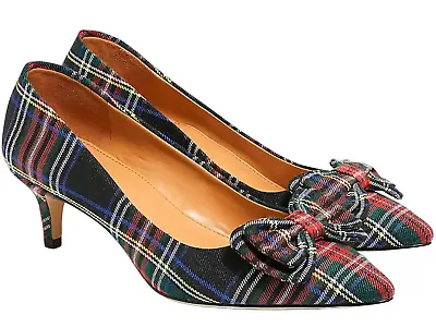 New J.crew Factory Esme Tartan Plaid Bow Kitten Heels Pumps Shoes Sz 6 Bl573 • $59.99