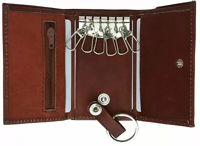 Genuine Leather Men's Key Holder Accessory 6 Key Chain Wallet Case Burgundy • $11.99