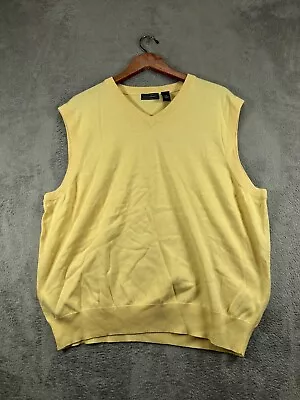 NWT Saddlebred Sweater Vest Mens Medium Yellow V Neck Pullover Sleeveless • $17.84