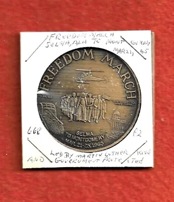 Rare 1965 Selma. Ala. Martin Luther King Freedom March Bronze Medallion Coin • $139