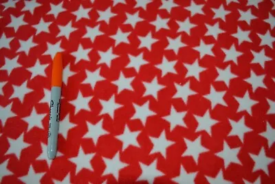 Polar Fleece Micro Fleece Red With White Stars 150cm Wide By The Meter • £5
