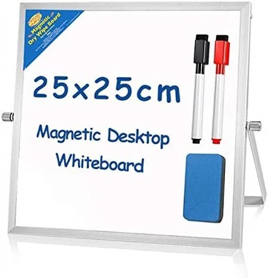 £11.40 • Buy Small Dry Erase White Board For Desk 25 X 25 Cm With 2 Wipe Clean Pens & Rubber