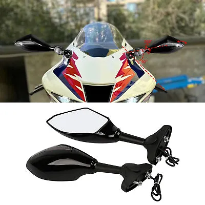 Rearview Side Mirrors LED Turn Signal Fit For Yamaha YZF R6 1999-2012 R6S 06-09 • $25.99