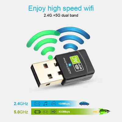 $16.76 • Buy Dual Band USB Wifi Adapter Free Driver 600Mbps Wi Fi 5ghz Antenna Ethernet PC
