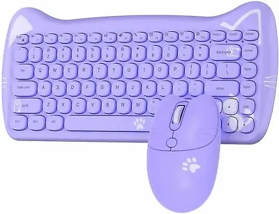 £5.99 • Buy Cute Cat Keyboard Mouse ​Combo Wireless 84 Key Typewriter For Office&game Mac/PC