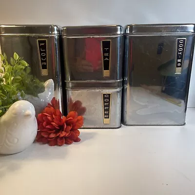 Vintage Lincoln Beauty Ware Mid Century Chrome Kitchen Canister Set • $57