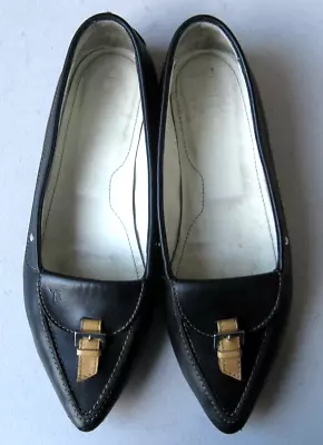 Tod's Pointed Toe Loafer Flats Black Leather Women's 7.5 Italy • $29.90