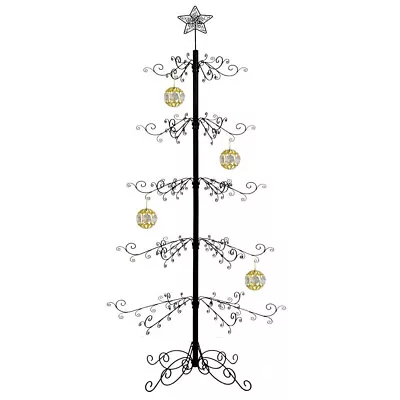 Wrought Iron Christmas Tree Metal Ornament Display Stand 174 Hook 84 H • $84.99