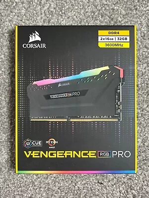 Corsair Vengeance RGB Pro 32GB DDR4 16X2 DRAM 3600MHz Memory Kit Black • £79.99