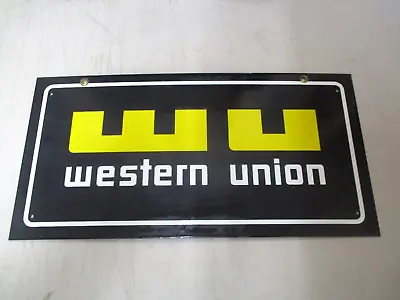 Vintage Western Union Double Sided Porcelain Original Sign 8 X 16 Inches !!! • $99.99