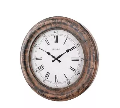 Bulova 48 In. H X 48 In. W Weathered Metal Fins Round Oversized Wall Clock • $269