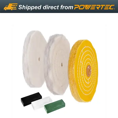 POWERTEC 6  Bench Grinder Buffing Wheel Kit W/ 3pcs Polishing Compound Set • $22.99