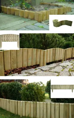 Wooden Edge Log Garden Lawn Border Edging Fence Large Small Outdoor Roll Fencing • £10.99