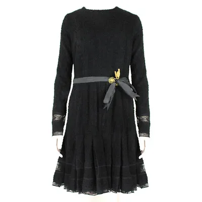 Meadham Kirchhoff Black Wool Boucle Dress UK10 IT42 • £415