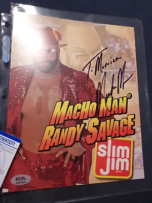  Macho Man  Randy Savage PSA/DNA 8.5x11 Signed WWF Slim Jim Promo Auto • $399.88