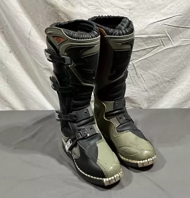 Thor Quadrant MX High-Quality Armored Motocross Boots Black/Green US 8 EXCELLENT • $79.95