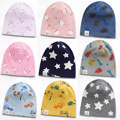 Baby Toddler Kids Spring Autumn Cotton Hat Cartoon Warm Beanie Slouchy Skullcap • £3.99