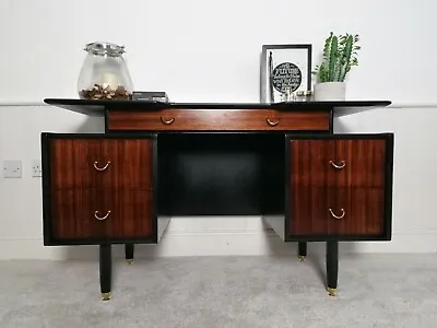 G - Plan Dressing Table Desk Side Board Mid Century Black And Gold • £550