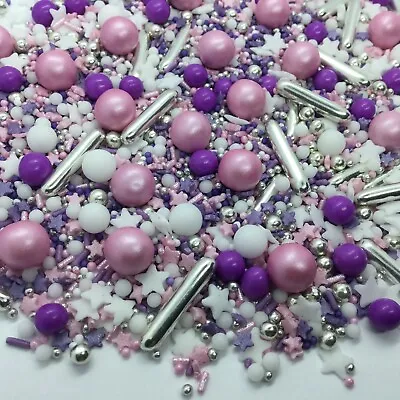 Mothers Day Cupcake Sprinkles Mix Silver Pink Purple Cake Toppers Decorations • £3.50