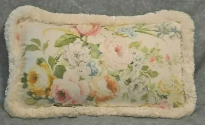 $50 • Buy Fringed Accent Pillow Made W Ralph Lauren Home Lake White Floral Fabric 20x12