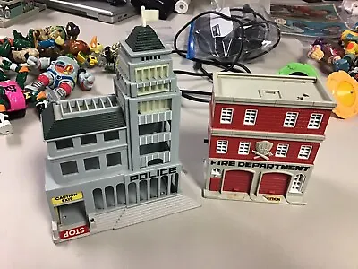 Vintage 1989 Galoob Micro Machines City Scenes Police Station + Fire Station • $18