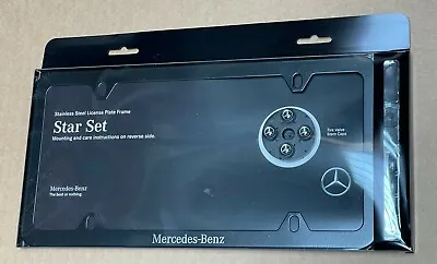 Mercedes Genuine BLACK Slimline License Plate Frame & Valve Stem Caps Gift SET • $41.99