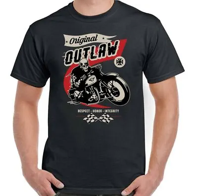 Biker T-Shirt Motorbike Motorcycle Original Outlaw Mens Bike Indian Cafe Racer • £8.99