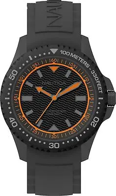 Nautica Men's Stainless Steel Quartz Watch With Silicone Strap Black 18 (Model • £65.46