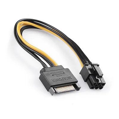 8  Inch 15-pin SATA Male To 6-pin PCI-E PCI Express 18AWG Power Adapter Cable  • $5.45