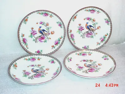 Antique Victoria Czechoslovakia 5.75  Saucers Exotic Pheasant Bird Flowers C1900 • $10