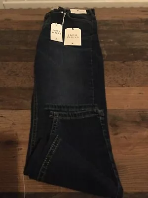 Jack Wills Skinny Jeans Dark Indigo Mid Rise Jeans UK 32  W X 32 L BNWT Fernham • £10