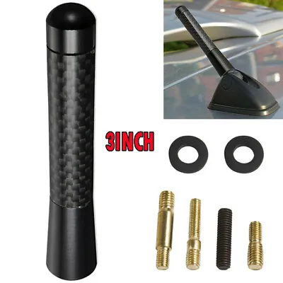 3  Car Carbon Fiber Radio Aerial Bee Sting Mast Antenna Ariel Arial Black Stubby • £6.99