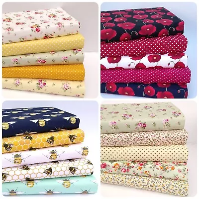 Sewing Fabric Bundles Fat Quarters & Squares 100% Cotton Material Floral Roses • £3.99