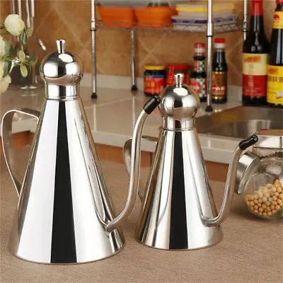 304 Stainless Steel Olive Oil Bottle Vinegar Sauce Dispenser Jar Leakproof CZ • $27.99