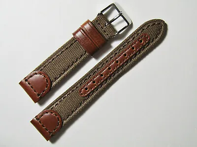 18mm Hadley-Roma MS868 Mens Brown Canvas And Leather Watch Band Strap • $19.95