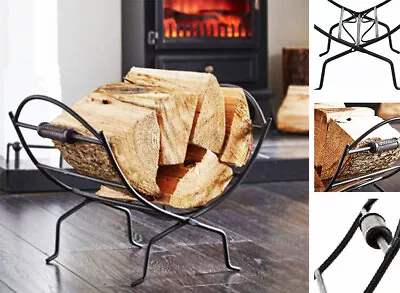 Fireplace Log Rack Firewood Rack Indoor Outdoor Fireplace Log Holder • £28.39