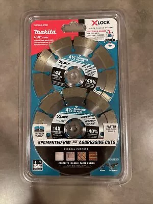 Makita X LOCK Segmented Diamond Blade Masonry 4-1/2 Inch 2 Pack E-07200 115mm • $12