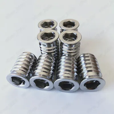 M6 M8 M10 Stainless Steel Furniture Nut Hex Flat Head Screw Threaded Wood Insert • $26.38