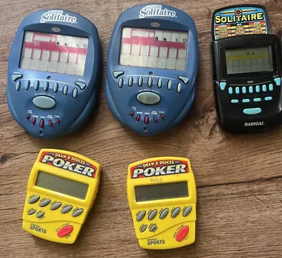 Vintage Handheld Video Game Lot (5) 3 Solitare 2 Poker Untested AS IS • $19.99